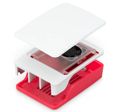 Kotelo Raspberry Pi 5 tuulettimella punainen/valkoinen